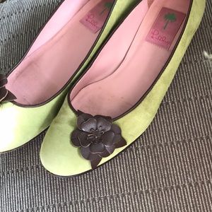 Lilly Pulitzer ballet slipper flats in line green suede